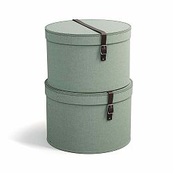 Kartonové úložné boxy s víkem v mentolové barvě v sadě 2 ks ø 37,5x25,5 cm Rut – Bigso Box of Sweden