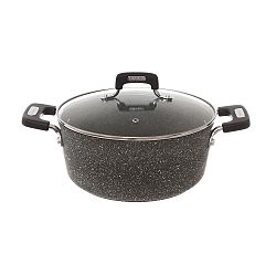Kastrol s dvojitou rukojetí s skleněným víkem Kasanova Petra Dark, ø 26 cm