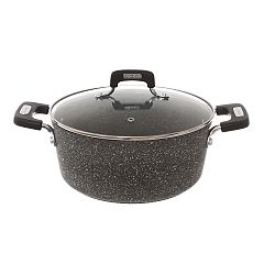 Kastrol s dvojitou rukojetí s skleněným víkem Kasanova Petra Dark, ø 28 cm