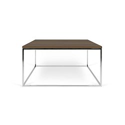 Kávový stolek s deskou v dekoru ořechu a chromovanýma nohama TemaHome Gleam