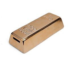 Keramická pokladnička ve tvaru zlaté cihličky Kikkerland Gold Bar