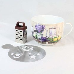 Keramický hrnek s kovovým posypávačem a struhadlem Dakls Violet, 420 ml