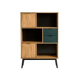 Knihovna se zelenými zásuvkami z borovicového dřeva Marckeric Lucie