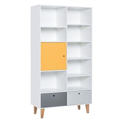 Knihovna se žlutými dvířky z dubového dřeva Vox Concept, 105 x 21