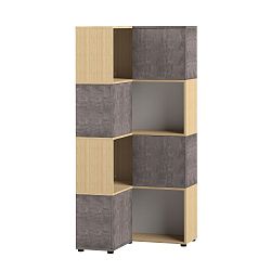 Knihovna v dekoru dubového dřeva a betonu Symbiosis Angle