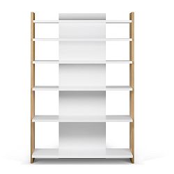 Knihovna v dekoru dubového dřeva s bílými detaily TemaHome Niko