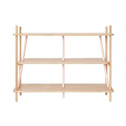 Knihovna z dubového dřeva s růžovými detaily HARTÔ Simone, 120 x 92 cm