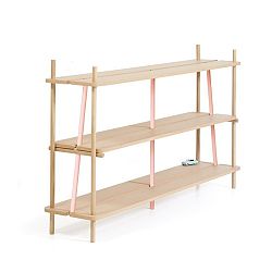 Knihovna z dubového dřeva s růžovými detaily HARTÔ Simone, 160 x 92 cm