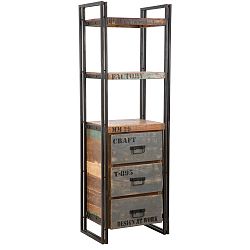 Knihovna z kovu se šuplíky z recyklovaného dřeva Mauro Ferrati, 60 x 180 cm