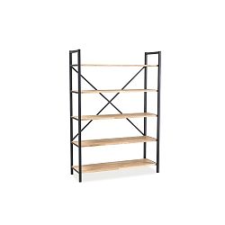 Knihovna z ocelovou konstrukcí a policemi v dubovém dekoru Signal Loras, šířka 122 cm