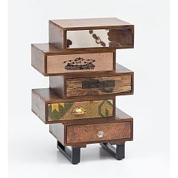 Komoda s 5 zásuvkami z masivního mangového dřeva Skyport PATNA