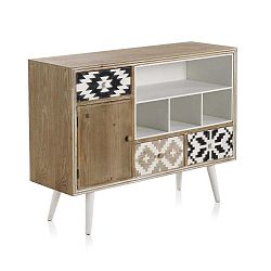 Komoda s černobílými detaily a třemi šuplíky Geese Rustico Geometric