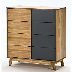 Komoda s černými detaily Marckeric Yari, 80 x 89 cm