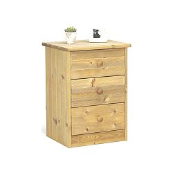 Komoda se 3 šuplíky v přírodním lakovaném dekoru Steens Mario, výška 57,1 cm