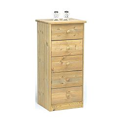 Komoda se 5 šuplíky v přírodním lakovaném dekoru Steens Mario, výška 89,1 cm