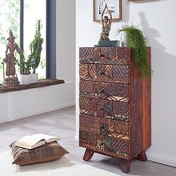 Komoda se 6 šuplíky z recyklovaného dřeva Skyport CARVED