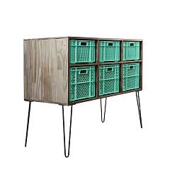 Komoda se 6 zásuvkami z recyklovaného plastu Really Nice Things Eco Mint