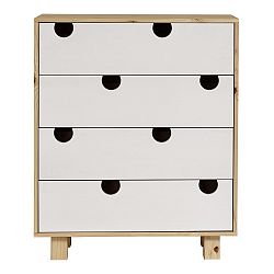 Komoda se čtyřmi zásuvkami Karup House Natural/White