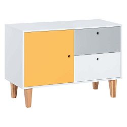 Komoda se žlutými dvířky z dubového dřeva Vox Concept