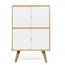 Komoda v dekoru dubového dřeva s bílými detaily TemaHome Brigitte