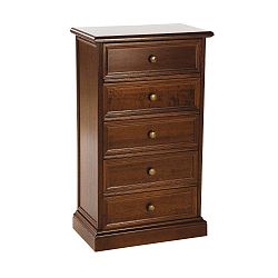 Komoda v ořechově hnědé barvě s 5 zásuvkami Folke Torino, délka 50 cm