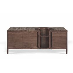 Komoda z ořechového dřeva s otočným barem a mramorovou deskou Wewood - Portuguese Joinery Carousel