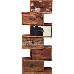 Komoda z palisandrového dřeva s koženými detaily Kare Design Rodeo Zick Zack, výška 120 cm