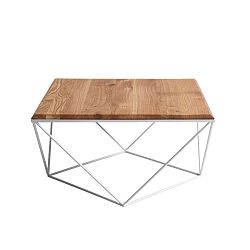 Konferenční stolek s bílým podnožím a deskou z masivního dubu Custom Form Daryl, šířka 80 cm