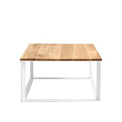 Konferenční stolek s bílým podnožím a deskou z masivního dubu Custom Form Skaden, šířka 80 cm