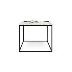 Konferenční stolek s černým podnožím a bílou mramorovou deskou TemaHome Gleam, 50 x 50 cm