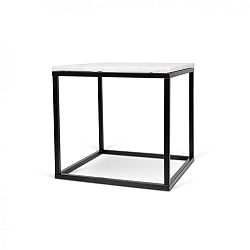 Konferenční stolek s černým podnožím a bílou mramorovou deskou TemaHome Prairie, 50 x 50 cm