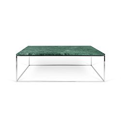 Konferenční stolek s chromovaným podnožím a zelenou mramorovou deskou TemaHome Prairie, 75 x 120 cm