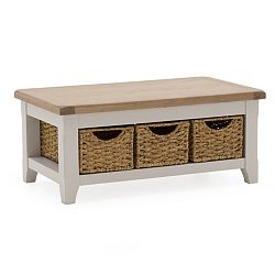 Konferenční stolek z akáciového dřeva s 3 košíky VIDA Living Clemence