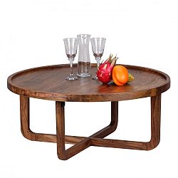 Konferenční stolek z masivního sheeshamového dřeva Skyport BOHA, ⌀ 85 cm