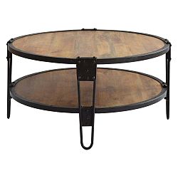 Konferenční stůl z mangového dřeva a recyklovaného kovu RGE Bangalor, ⌀ 90 cm