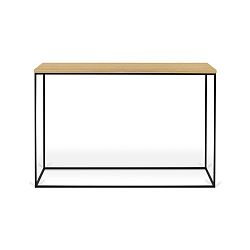 Konzolový stolek s deskou z dubu a černýma nohama TemaHome Gleam
