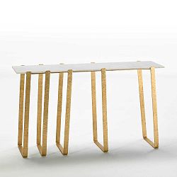 Konzolový stolek s mramorovou deskou a nohami ve zlaté barvě Thai Natura, 38 x 132 cm