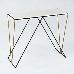 Konzolový stolek s mramorovou deskou a podnožím v černé a zlaté barvě Thai Natura