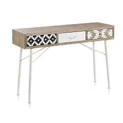 Konzolový stůl s černobílými detaily a třemi šuplíky Geese Rustico Geometric