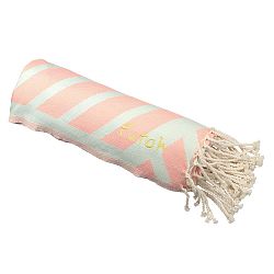 Korálově červená plážová bavlněná osuška Futah Comporta, 190 x 100 cm