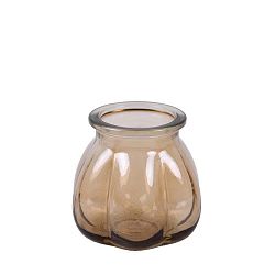 Kouřově hnědá váza z recyklovaného skla Ego Dekor Tangerine, výška 11 cm