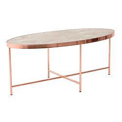 Kovový oválný odkládací stolek se skleněnou deskou InArt Marble