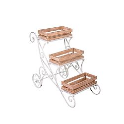 Kovový stojan na květiny s 3 děvěnými truhlíky Antic Line