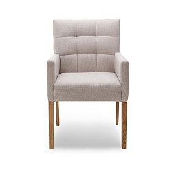 Krémová jídelní židle s područkami a nohami z dubového dřeva Mossø Menne