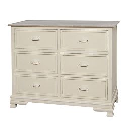 Krémová komoda z topolového dřeva se 6 zásuvkami Livin Hill Pesaro
