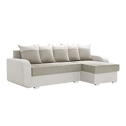 Krémová  rohová rozkládací pohovka s úložným prostorem Interieur De Famille Paris Destin, pravý roh