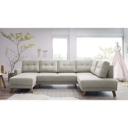 Krémově bílá rozkládací rohová pohovka s lenoškou Bobochic Paris Balio, pravý roh