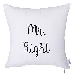 Krémově bílý povlak na polštář s výšivkou Apolena Mr Right, 41 x 41 cm