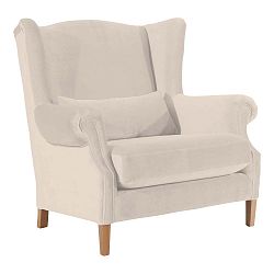 Krémové sametové křeslo ušák Max Winzer Harvey Velvet