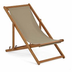 Krémové skládací plážové lehátko z akáciového dřeva Kave Home Adredna